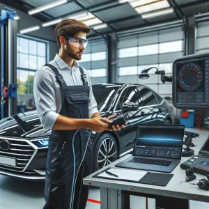 car windshield being calibrated